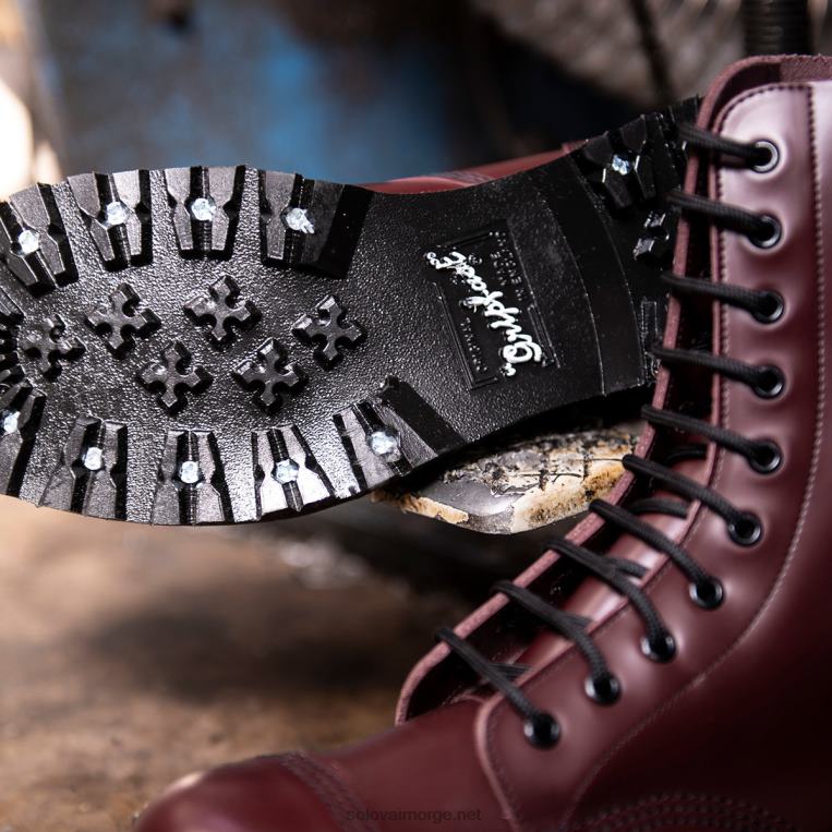 Solovair Okseblod Hi-shine 10 øyne Stål Tåkappet Derby Støvel Mennh6ll2c118