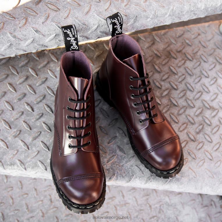 Solovair Oxblood Hi-shine 6-øyet Stål Tåkappet Derbystøvel Mennh6ll2c81