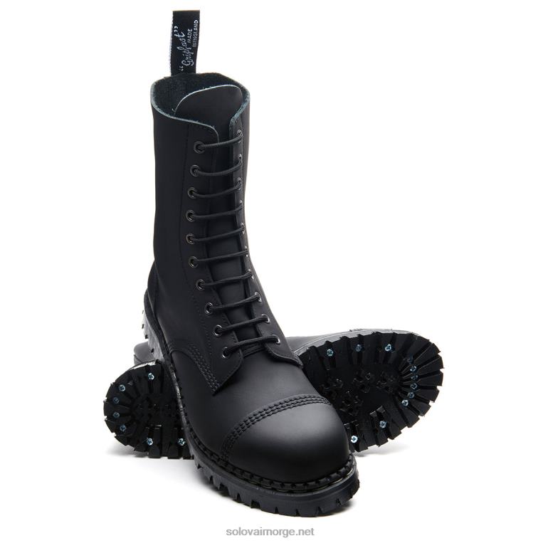 Solovair Sort Fettete 10-øyet Ståltå Med Derbystøvel Mennh6ll2c76