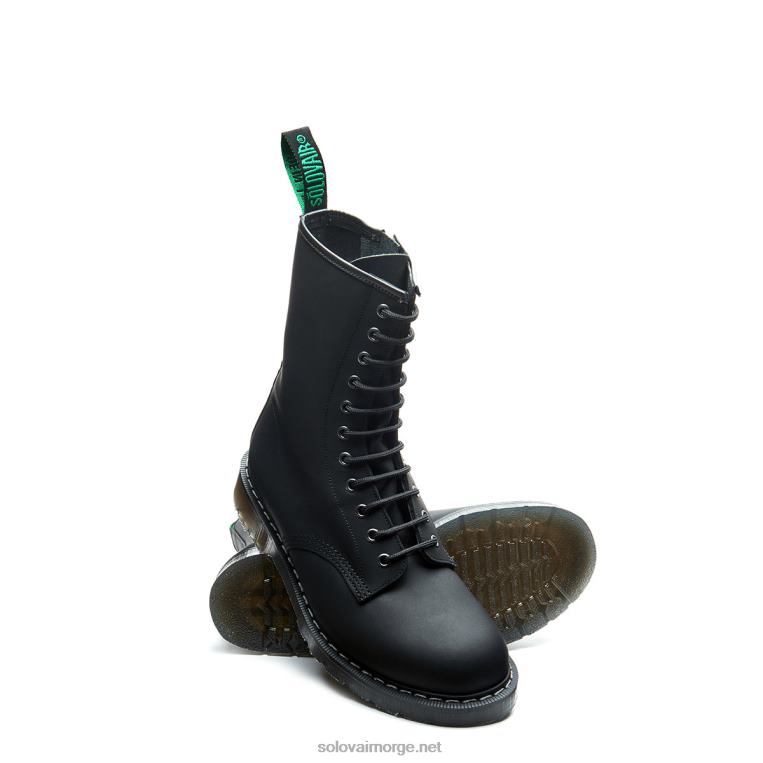 Solovair Sort Fettete Derbystøvel Med 11 øyne Med Glidelås Mennh6ll2c123