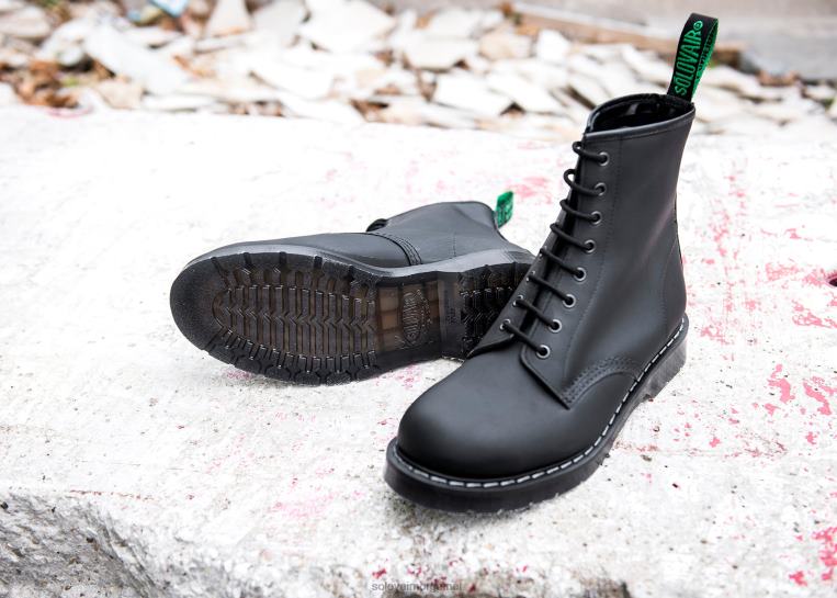 Solovair Svart Fettete 8-øyers Derbystøvel Mennh6ll2c59