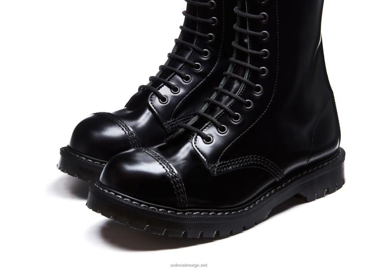 Solovair Svart Hi-shine 14 øyne Stål Tå Derby Støvel Mennh6ll2c131