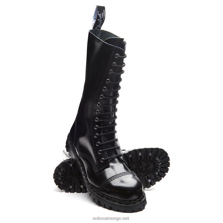 Solovair Svart Hi-shine 14 øyne Stål Tåkappet Derby Støvel Mennh6ll2c74