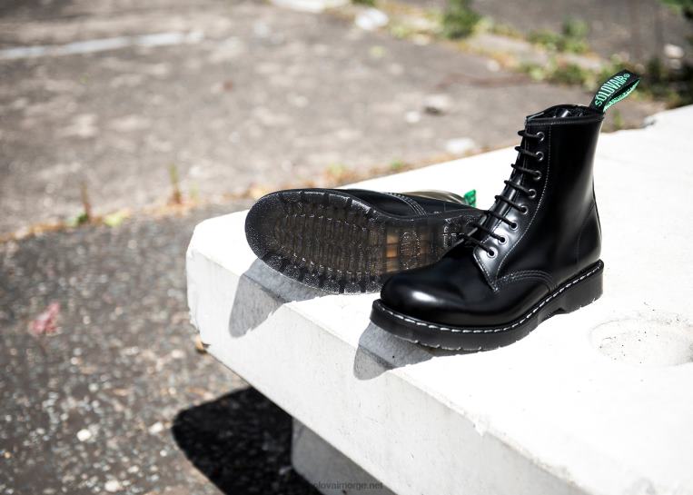 Solovair Svart Hi-shine 8 Eye Derby Støvel Mennh6ll2c58