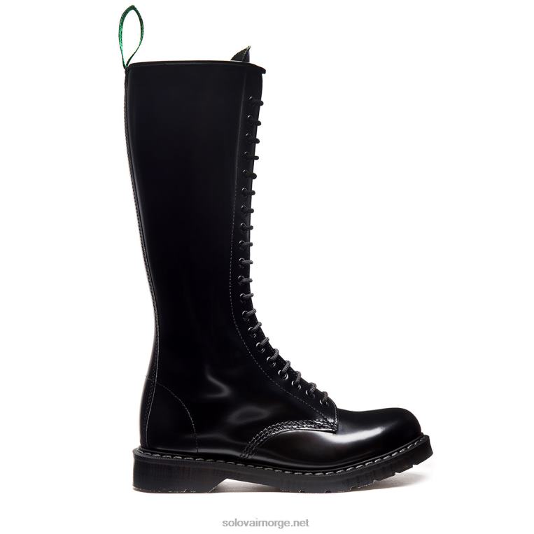Solovair Svart Hi-shine Derbystøvel Med 20 øyne Med Glidelås Mennh6ll2c71