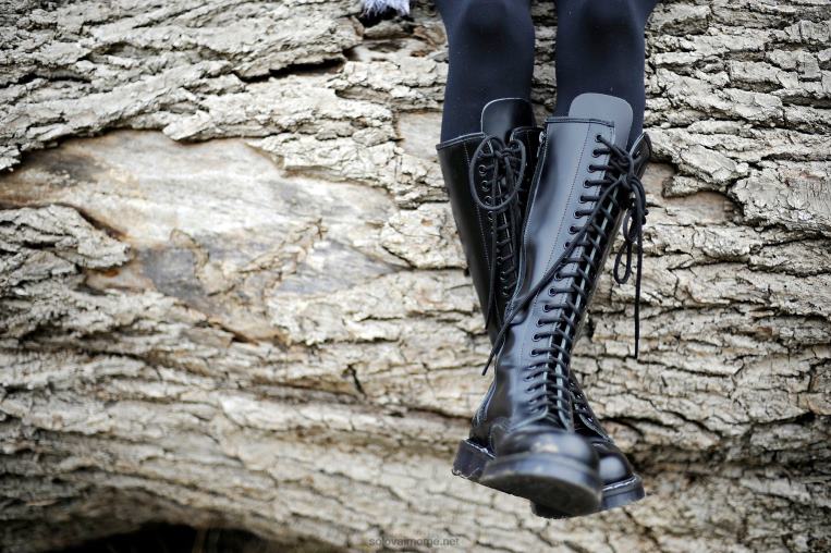 Solovair Svart Hi-shine Derbystøvel Med 20 øyne Med Glidelås Mennh6ll2c71