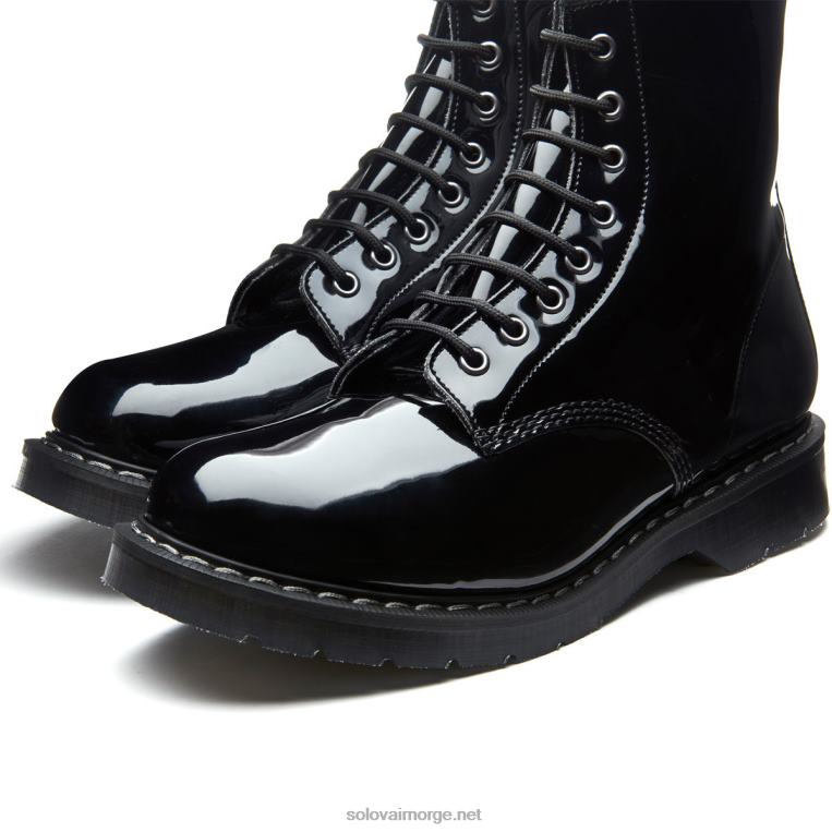 Solovair Svart Patent Vegansk 8 Eye Derby Støvel Mennh6ll2c99