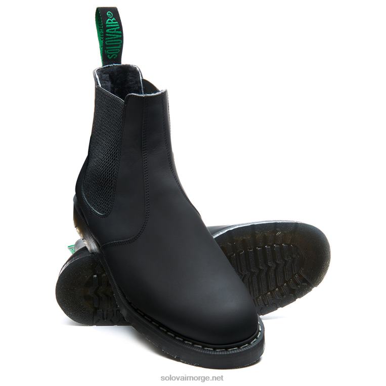 Solovair Sort Fettete Shearling Fôret Forhandlerstøvel Mennh6ll2c49