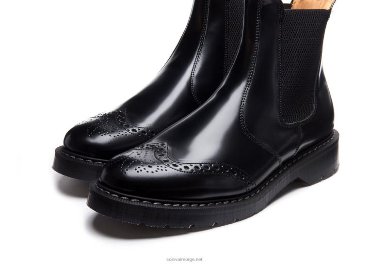 Solovair Svart Hi-shine Forhandler Brogue Støvel Mennh6ll2c50